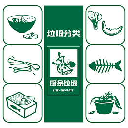 矢量厨余垃圾分类图标寐