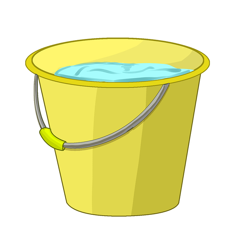 黄色水桶和水插图筛
