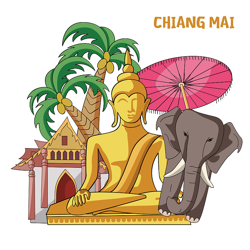 曼谷清迈佛教旅游东南亚PNG贡