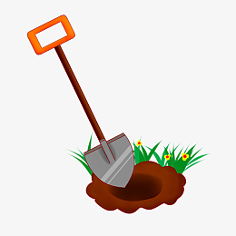 手绘植树挖坑插画断