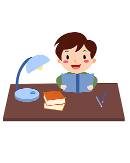 矢量卡通男孩学习补