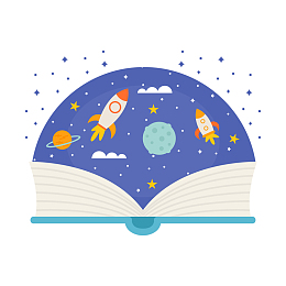 卡通书里的太空遨游矢量图片