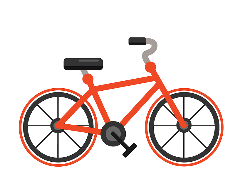 红色骑行自行车插画