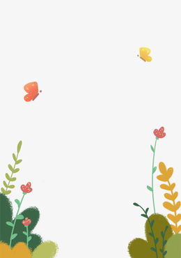 手绘卡通花草边框装饰免扣元素