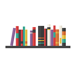 书架上的摆放书本插画元素傧