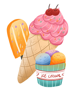 手绘卡通冰激凌集合