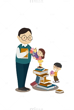 教师节免扣卡通插图