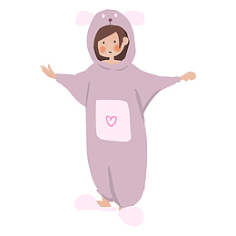 紫色穿睡衣的女孩