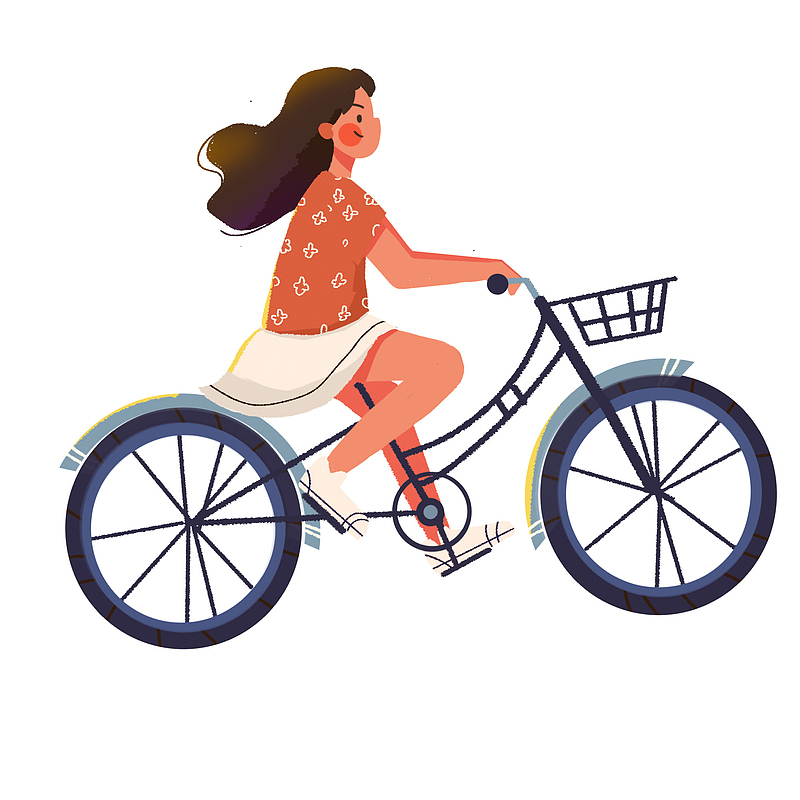 夏日女孩骑自行车