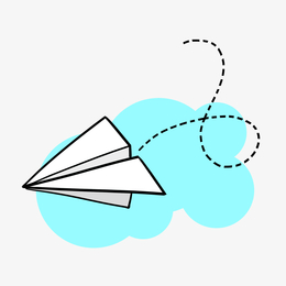 白色纸飞机和云朵卡通png免抠素材