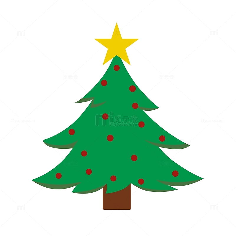 圣诞节卡通扁平圣诞树元素