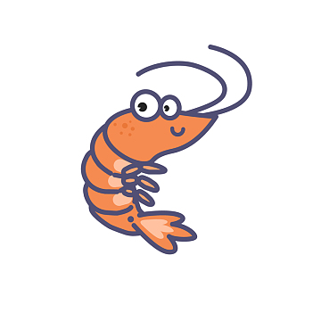 手绘卡通小清新可爱小虾