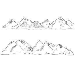手绘线条山峰山脉