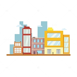 卡通手绘扁平化建筑