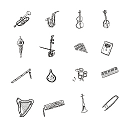 乐器手绘简笔画图标