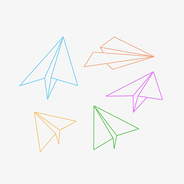 毕业季彩色简约线稿纸飞机png