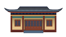中国古风建筑手绘矢量图