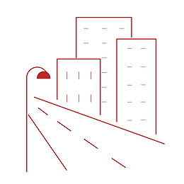 城市建筑线条线稿路灯大楼