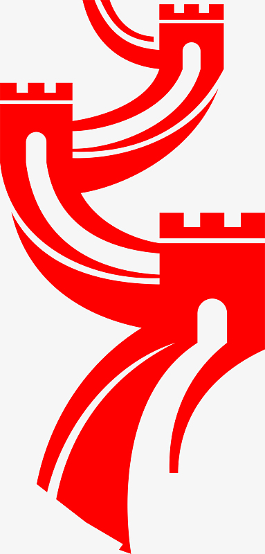 长城矢量红色手绘元素