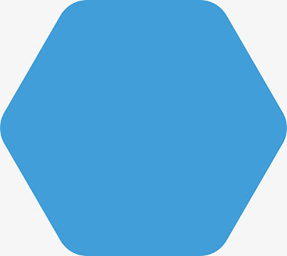 蓝色圆角正六边形素材