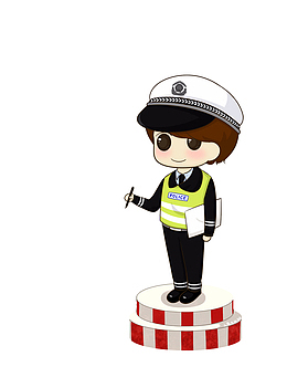 手绘卡通交警插画