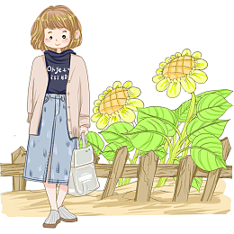 秋天向日葵女孩