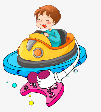 矢量儿童手绘碰碰车男孩开车