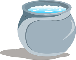 古代水缸内有水