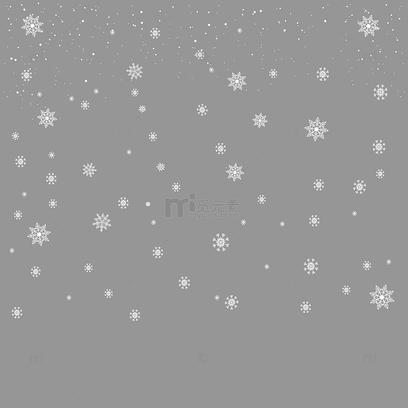 圣诞节卡通扁平漂浮白色雪花元素