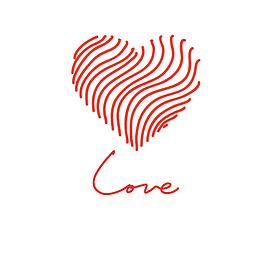 红色涂鸦爱心love手写字