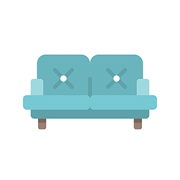 双人沙发卡通免扣素材