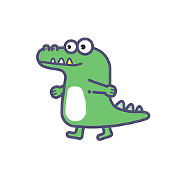 手绘卡通小清新可爱鳄鱼