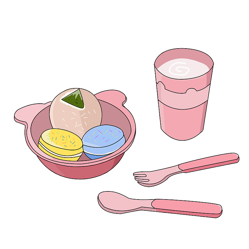 装着食物的粉色餐盒