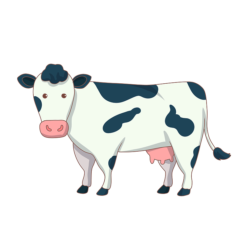 手绘小动物奶牛插画