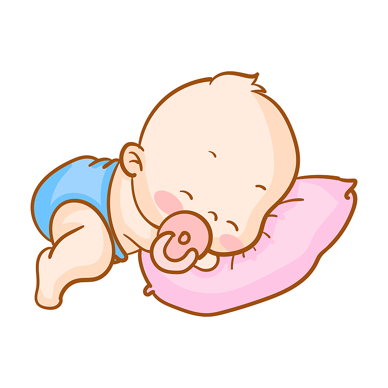 手绘睡觉的婴儿插画