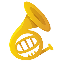 卡通手绘音乐乐器圆号