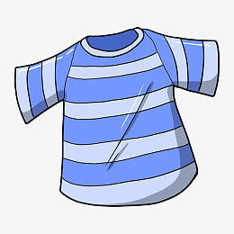 卡通手绘蓝色条纹t恤衫插画