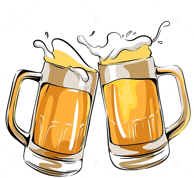 啤酒干杯啤酒节手绘插画元素