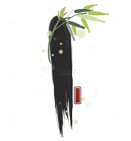 竹子中国风墨痕文字框