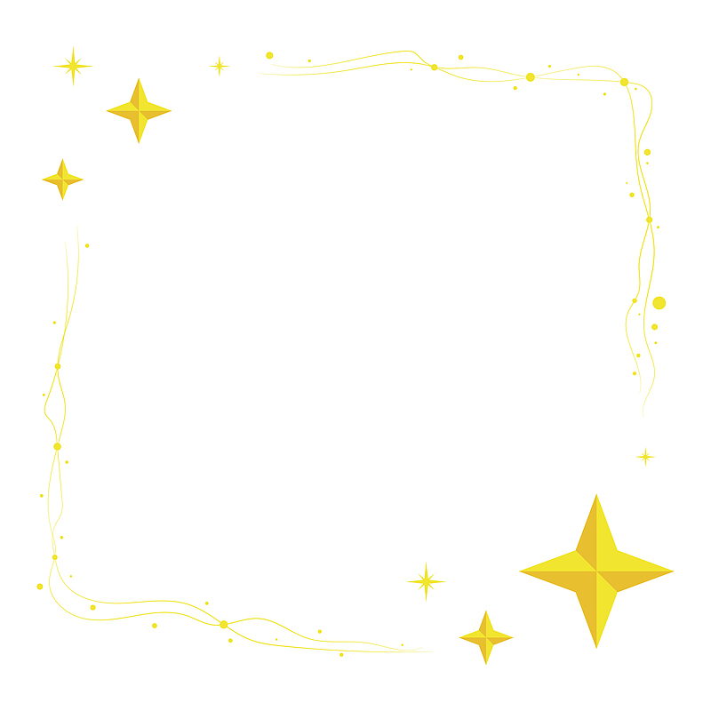 金色闪亮星星圈点线条边框
