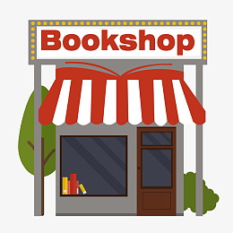 卡通插画风书店建筑