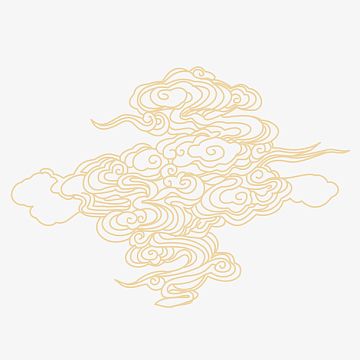 手绘金色祥云免抠