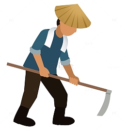 春耕锄地的农民