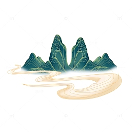 国潮 山水 云朵元素 矢量素材