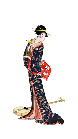 一位侍女图案
