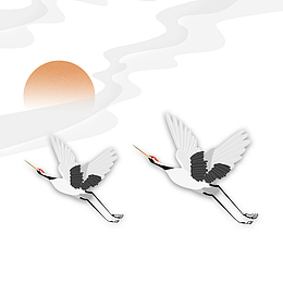 寒露元素 二十四节气 仙鹤 矢量素材