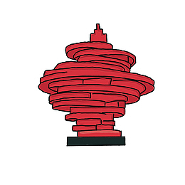 青岛建筑五月的风五四广场手绘