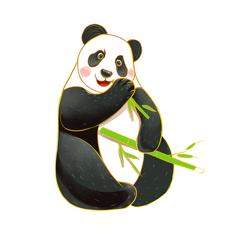 熊猫吃竹子国潮