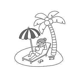 美丽的海边喝椰奶