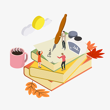 5d卡通插画风格正在写字的年轻人